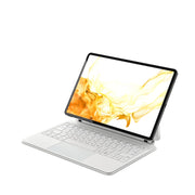For Samsung Galaxy Tab S9 FE/S9/S8 M11P-B-S9 Magnetic Bluetooth Keyboard Leather Tablet Case(White)