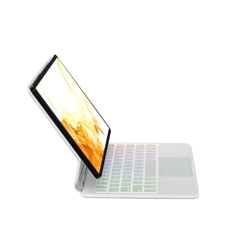 For Samsung Galaxy Tab S9 FE/S9/S8 M11P-B-S9 Magnetic Bluetooth Keyboard Leather Tablet Case(White)