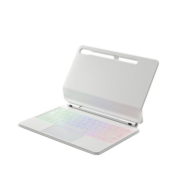 For Samsung Galaxy Tab S9 FE/S9/S8 M11P-B-S9 Magnetic Bluetooth Keyboard Leather Tablet Case(White)