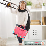 For Samsung Galaxy Tab S9 FE+ / S9+ Handle Robot Silicone Hybrid PC Tablet Case(Camouflage Rose Red)