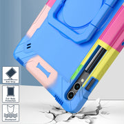 For Samsung Galaxy Tab S9 FE+ / S9+ Handle Robot Silicone Hybrid PC Tablet Case(Camouflage Blue)