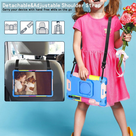 For Samsung Galaxy Tab S9 FE+ / S9+ Handle Robot Silicone Hybrid PC Tablet Case(Camouflage Blue)