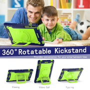 For Samsung Galaxy Tab S9 FE+ / S9+ Handle Robot Silicone Hybrid PC Tablet Case(Navy Yellow Green)