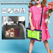 For Samsung Galaxy Tab S9 FE+ / S9+ Handle Robot Silicone Hybrid PC Tablet Case(Navy Yellow Green)