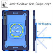 For Samsung Galaxy Tab S9 FE+ / S9+ Handle Robot Silicone Hybrid PC Tablet Case(Navy Blue Blue)
