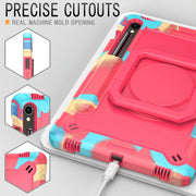 For Samsung Galaxy Tab S9 FE / S9 Handle Robot Silicone Hybrid PC Tablet Case(Camouflage Rose Red)