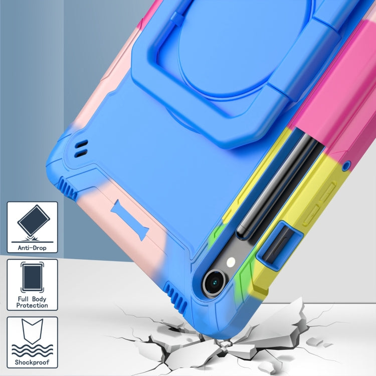 For Samsung Galaxy Tab S9 FE / S9 Handle Robot Silicone Hybrid PC Tablet Case(Camouflage Blue)