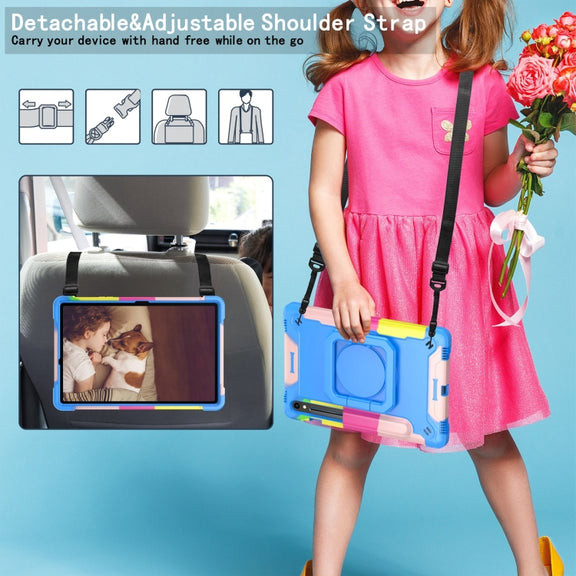 For Samsung Galaxy Tab S9 FE / S9 Handle Robot Silicone Hybrid PC Tablet Case(Camouflage Blue)