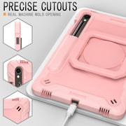 For Samsung Galaxy Tab S9 FE / S9 Handle Robot Silicone Hybrid PC Tablet Case(Rose Gold)