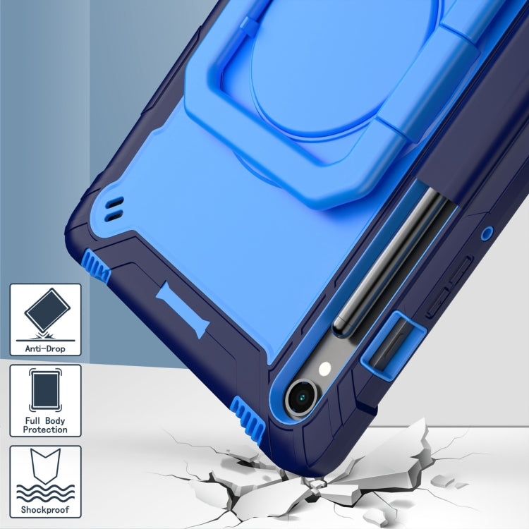 For Samsung Galaxy Tab S9 FE / S9 Handle Robot Silicone Hybrid PC Tablet Case(Navy Blue Blue)