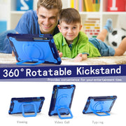 For Samsung Galaxy Tab S9 FE / S9 Handle Robot Silicone Hybrid PC Tablet Case(Navy Blue Blue)