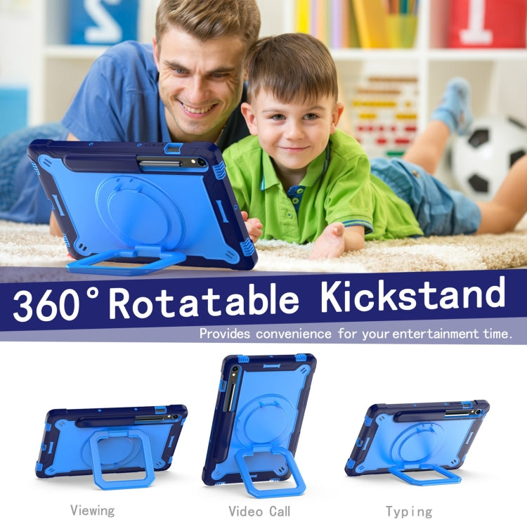 For Samsung Galaxy Tab S9 FE / S9 Handle Robot Silicone Hybrid PC Tablet Case(Navy Blue Blue)
