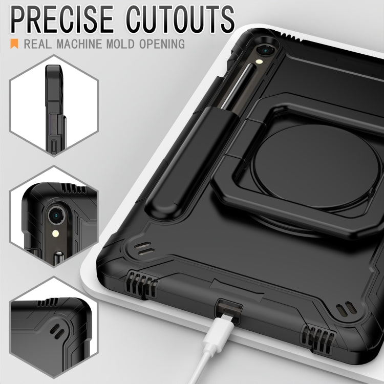 For Samsung Galaxy Tab S9 FE / S9 Handle Robot Silicone Hybrid PC Tablet Case(Black)