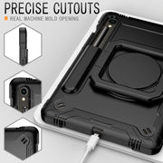 For Samsung Galaxy Tab S9 FE / S9 Handle Robot Silicone Hybrid PC Tablet Case(Black)