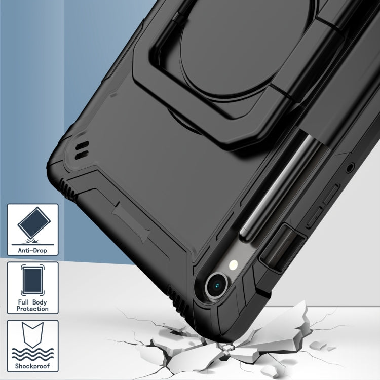 For Samsung Galaxy Tab S9 FE / S9 Handle Robot Silicone Hybrid PC Tablet Case(Black)