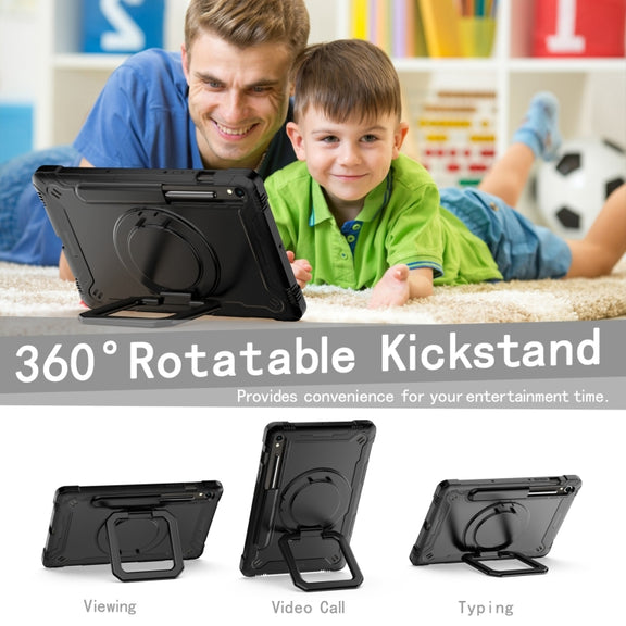 For Samsung Galaxy Tab S9 FE / S9 Handle Robot Silicone Hybrid PC Tablet Case(Black)
