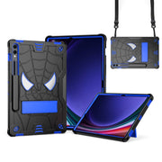 For Samsung Galaxy Tab S9 FE+ / S9+ Fold-Holder Spider Silicone Hybrid PC Tablet Case(Back Blue)