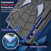 For Samsung Galaxy Tab S9 FE+ / S9+ Fold-Holder Spider Silicone Hybrid PC Tablet Case(Back Blue)