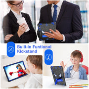 For Samsung Galaxy Tab S9 FE+ / S9+ Fold-Holder Spider Silicone Hybrid PC Tablet Case(Back Blue)