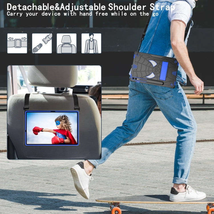 For Samsung Galaxy Tab S9 FE+ / S9+ Fold-Holder Spider Silicone Hybrid PC Tablet Case(Back Blue)