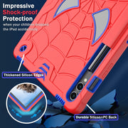 For Samsung Galaxy Tab S9 FE+ / S9+ Fold-Holder Spider Silicone Hybrid PC Tablet Case(Red Blue)