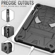 For Samsung Galaxy Tab S9 FE+ / S9+ Fold-Holder Spider Silicone Hybrid PC Tablet Case(Black)