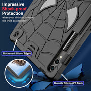 For Samsung Galaxy Tab S9 FE+ / S9+ Fold-Holder Spider Silicone Hybrid PC Tablet Case(Black)