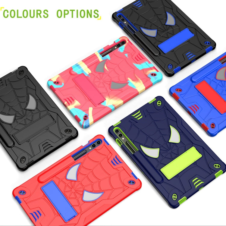 For Samsung Galaxy Tab S9 FE+ / S9+ Fold-Holder Spider Silicone Hybrid PC Tablet Case(Black)