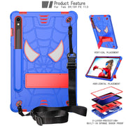 For Samsung Galaxy Tab S9 FE / S9 Fold-Holder Spider Silicone Hybrid PC Tablet Case(Blue Red)
