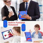 For Samsung Galaxy Tab S9 FE / S9 Fold-Holder Spider Silicone Hybrid PC Tablet Case(Blue Red)