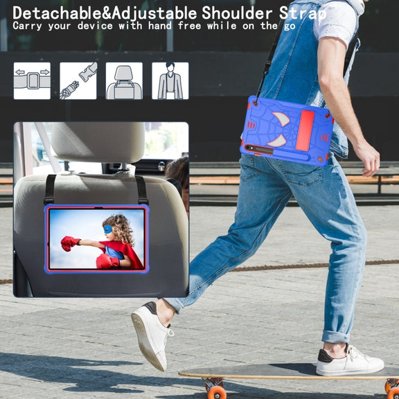 For Samsung Galaxy Tab S9 FE / S9 Fold-Holder Spider Silicone Hybrid PC Tablet Case(Blue Red)