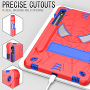 For Samsung Galaxy Tab S9 FE / S9 Fold-Holder Spider Silicone Hybrid PC Tablet Case(Red Blue)