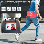 For Samsung Galaxy Tab S9 FE / S9 Fold-Holder Spider Silicone Hybrid PC Tablet Case(Red Blue)