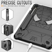 For Samsung Galaxy Tab S9 FE / S9 Fold-Holder Spider Silicone Hybrid PC Tablet Case(Black)