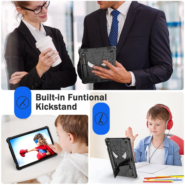 For Samsung Galaxy Tab S9 FE / S9 Fold-Holder Spider Silicone Hybrid PC Tablet Case(Black)