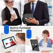 For Samsung Galaxy Tab S9 FE / S9 Fold-Holder Spider Silicone Hybrid PC Tablet Case(Black)
