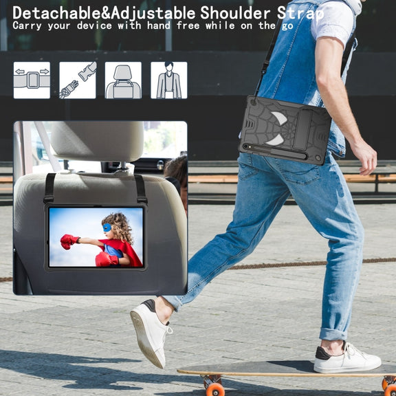 For Samsung Galaxy Tab S9 FE / S9 Fold-Holder Spider Silicone Hybrid PC Tablet Case(Black)