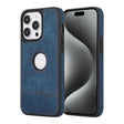 For iPhone 15 Pro Splicing Sewing Hollow Cutout PU Phone Case(Blue) - iPhone 15 Pro Cases by PMC TechLife | Online Shopping South Africa | PMC TechLife | Buy Now Pay Later Mobicred