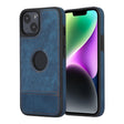 For iPhone 14 Plus Splicing Sewing Hollow Cutout PU Phone Case(Blue) - iPhone 14 Plus Cases by PMC TechLife | Online Shopping South Africa | PMC TechLife