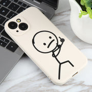 For iPhone 6s / 6 Stickman Pattern Liquid Silicone Phone Case(White)