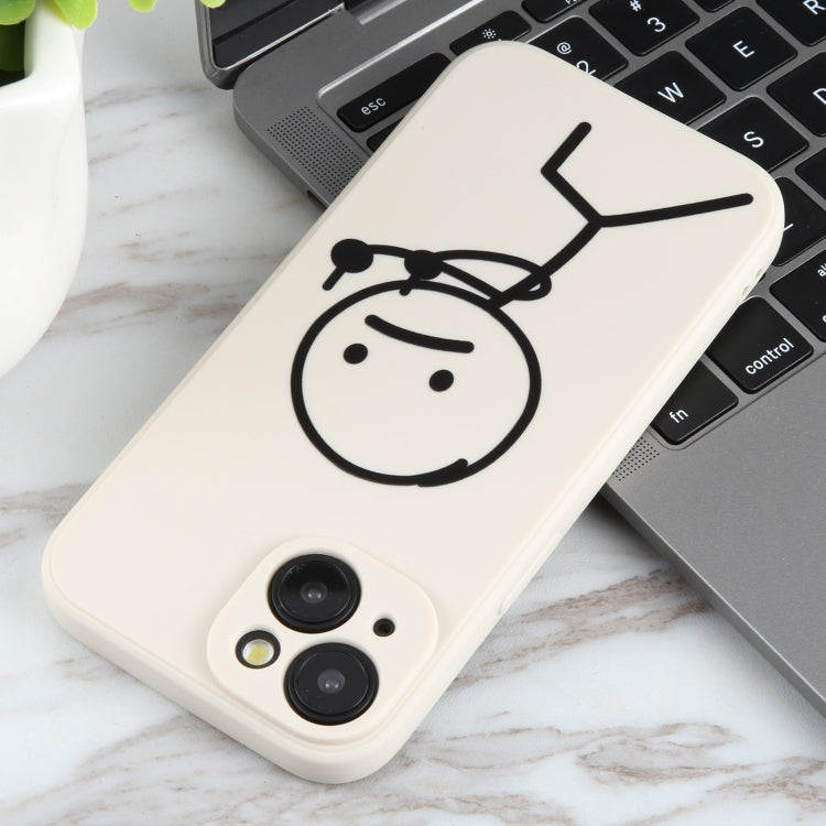 For iPhone 6s / 6 Stickman Pattern Liquid Silicone Phone Case(White)