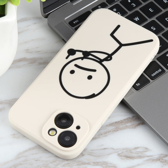 For iPhone 6s / 6 Stickman Pattern Liquid Silicone Phone Case(White)