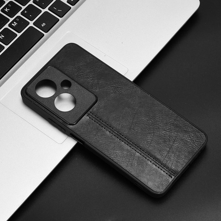 For OPPO A79 5G Cow Pattern Sewing Back Cover Phone Case(Black)