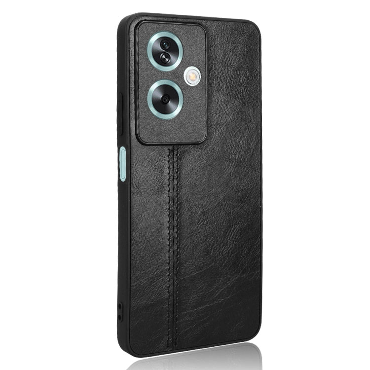 For OPPO A79 5G Cow Pattern Sewing Back Cover Phone Case(Black)