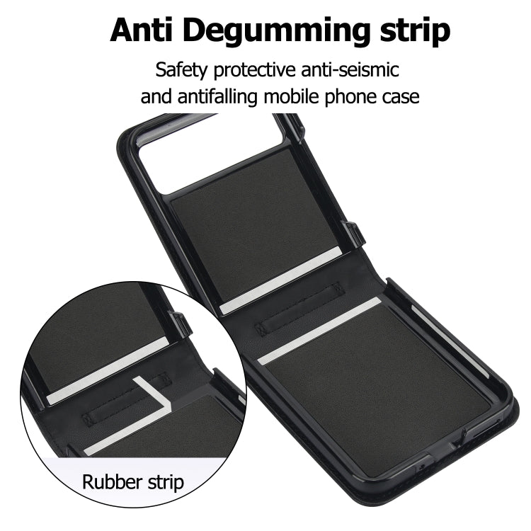 For Motorola Razr 40 Rhombic Texture Phone Case with Long & Short Lanyard(Black)