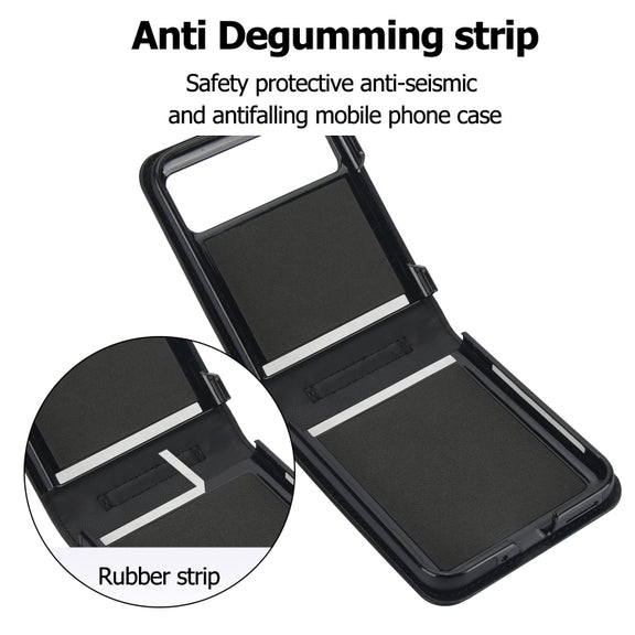 For Motorola Razr 40 Rhombic Texture Phone Case with Long & Short Lanyard(Black)