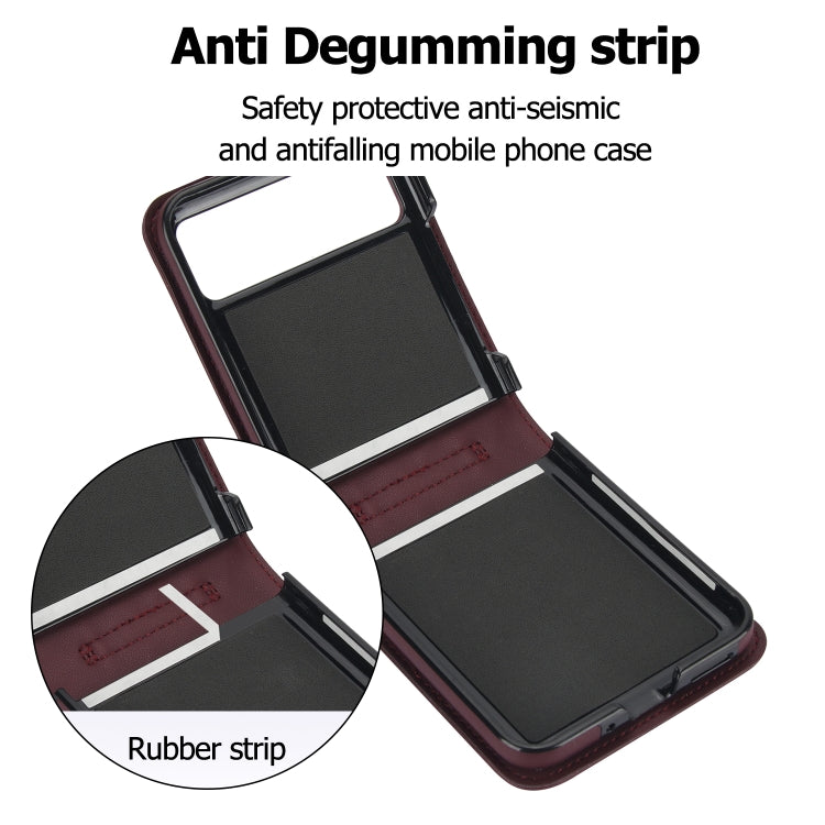 For Motorola Razr 40 Rhombic Texture Phone Case with Long & Short Lanyard(Wine Red)