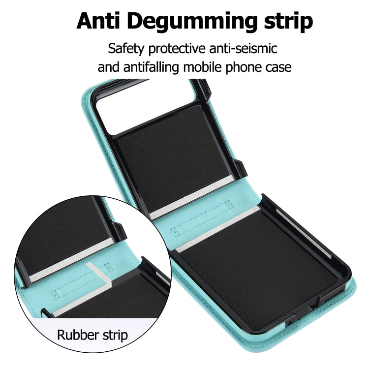 For Motorola Razr 40 Rhombic Texture Phone Case with Long & Short Lanyard(Green)