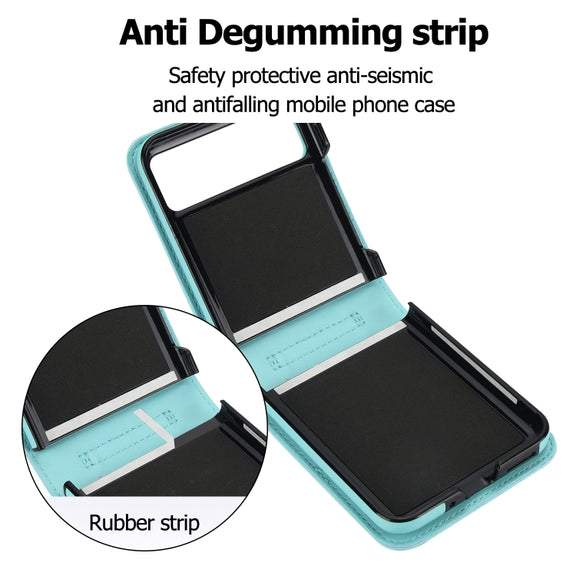 For Motorola Razr 40 Rhombic Texture Phone Case with Long & Short Lanyard(Green)