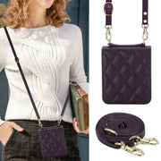 For Motorola Razr 40 Rhombic Texture Phone Case with Long & Short Lanyard(Dark Purple)